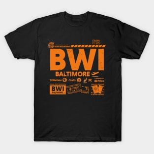 Vintage Baltimore BWI Airport Code Travel Day Retro Travel Tag T-Shirt